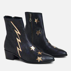 MODERN VICE Golden Bolt Black Boot – Size 8 (EUR 38)